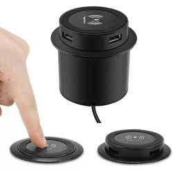 Chargeur sans Fil Intégré de Bureau, Station de Charge Encastrable Plan de Travail, 3 en 1 Multifonction Pop-Up 15 W Charge Rapi