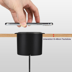Chargeur sans Fil Intégré de Bureau, Station de Charge Encastrable Plan de Travail, 3 en 1 Multifonction Pop-Up 15 W Charge Rapi