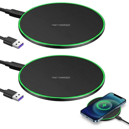 2Pack Chargeur sans Fil 35W Rapide Station de Chargeur Induction avec Câble USB C 1M Compatible avec iPhone 16 15 14 13 12 Pro M