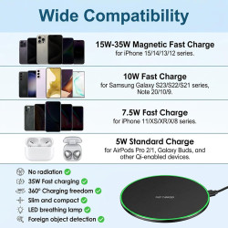 2Pack Chargeur sans Fil 35W Rapide Station de Chargeur Induction avec Câble USB C 1M Compatible avec iPhone 16 15 14 13 12 Pro M