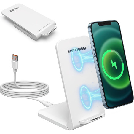 15W Chargeur Induction sans Fil Charge Rapide, Chargeur sans Fil avec Adaptateur USB C, pour iPhone 17/16/15/14/13/Pro Max, Goog