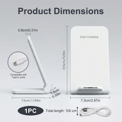 15W Chargeur Induction sans Fil Charge Rapide, Chargeur sans Fil avec Adaptateur USB C, pour iPhone 17/16/15/14/13/Pro Max, Goog