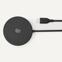 Amazon Basics Chargeur Sans Fil 25W Certifié Qi2.2, Compatible MagSafe Pour iPhone 17/16/15/14/13/12, Compatible Magnétique pour
