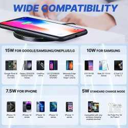 Chargeur Induction 15W Rapide, Chargeur sans Fil pour Samsung Galaxy S26/S25/S24, Wireless Charger pour iPhone 17/16/15, pour Go