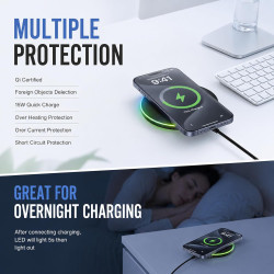 Chargeur Induction 15W Rapide, Chargeur sans Fil pour Samsung Galaxy S26/S25/S24, Wireless Charger pour iPhone 17/16/15, pour Go