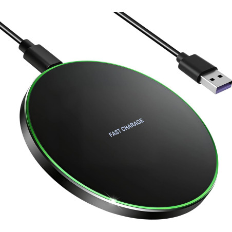 Chargeur sans Fil Rapide Qi 35W Ultra Fin, Pad de Recharge à Induction Compatible avec i Phone 16/15/14/13/12/11 Pro Max Plus, A