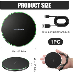 Chargeur sans Fil Rapide Qi 35W Ultra Fin, Pad de Recharge à Induction Compatible avec i Phone 16/15/14/13/12/11 Pro Max Plus, A
