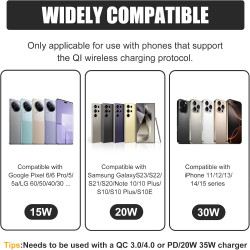 Chargeur sans Fil Rapide Qi 35W Ultra Fin, Pad de Recharge à Induction Compatible avec i Phone 16/15/14/13/12/11 Pro Max Plus, A
