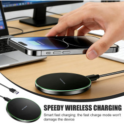 Chargeur sans Fil Rapide Qi 35W Ultra Fin, Pad de Recharge à Induction Compatible avec i Phone 16/15/14/13/12/11 Pro Max Plus, A