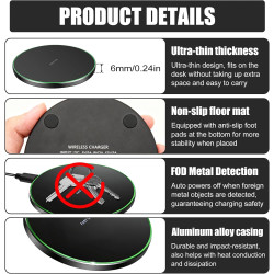 Chargeur sans Fil Rapide Qi 35W Ultra Fin, Pad de Recharge à Induction Compatible avec i Phone 16/15/14/13/12/11 Pro Max Plus, A