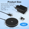 Chargeur Induction Magnétique 15W Noir pour Phone, Chargeur sans Fil Rapide Compatible Charge Magnétique, Station de Charge pour