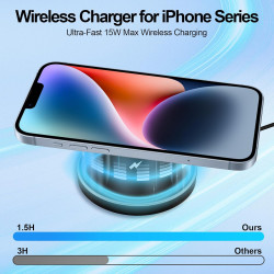 Chargeur Induction Magnétique 15W Noir pour Phone, Chargeur sans Fil Rapide Compatible Charge Magnétique, Station de Charge pour