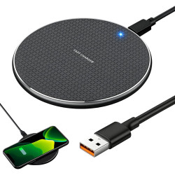 Chargeur sans Fil 15W Rapide – Pad Induction Ultra Fin – Compatible pour Phone 17/16/15/14/13/12, pour Sung Galaxy S25/S24/S23, 