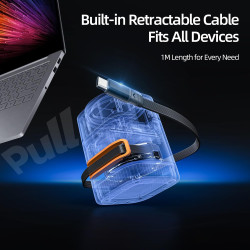 Koolehaoda 5 en 1 Chargeur Induction Station pour MagSafe la Charge Rapide Apple avec Câble Rétractable et Veilleuse,Compatible 