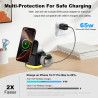 Koolehaoda 5 en 1 Chargeur Induction Station pour MagSafe la Charge Rapide Apple avec Câble Rétractable et Veilleuse,Compatible 