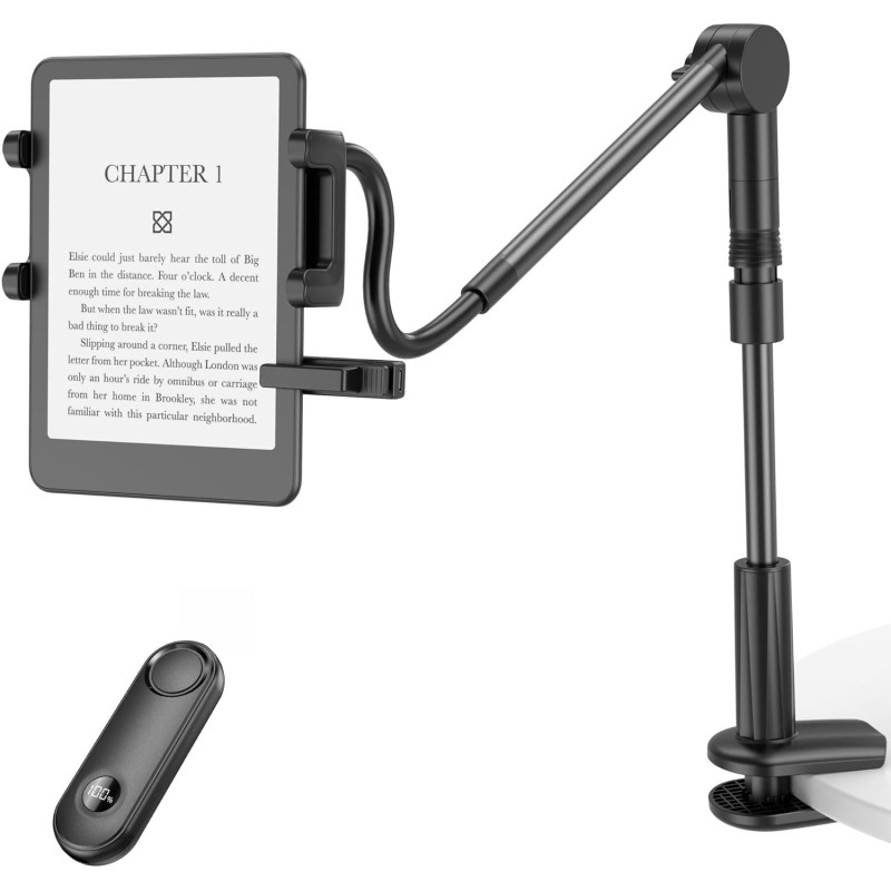 Plusacc télécommande tourner pour kindle – support à col de cygne pour tablette pour lire des livres électroniques, accessoire p