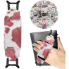 Dragonne pour liseuse kindle 6-8 pouces, blanc-rose sangle élastique pour paperblanc 2025/kobo/fire, 50 autocollants de lecture