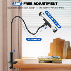 Support col de cygne pour Kindle avec télécommande RF, socle à 360° dans le lit et le canapé, avec Page Turner, accessoires pour
