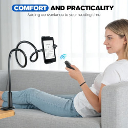 Support col de cygne pour Kindle avec télécommande RF, socle à 360° dans le lit et le canapé, avec Page Turner, accessoires pour