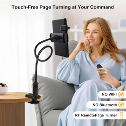 Support de Tablette pour la Lecture Kindle avec RF Télécommande Tourne Page, Support à col de Cygne avec Tourne, Accessoires pou