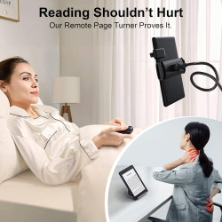 Support de Tablette pour la Lecture Kindle avec RF Télécommande Tourne Page, Support à col de Cygne avec Tourne, Accessoires pou