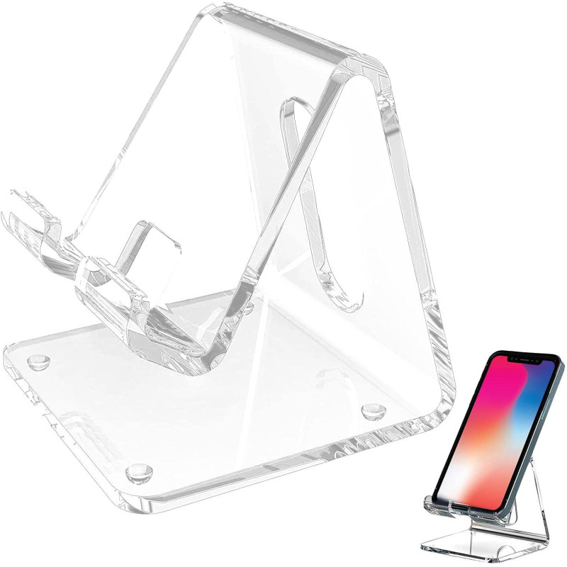 support de téléphone en Acrylique | Accessoire de Bureau Support de Téléphone Portable Transparent, Compatible