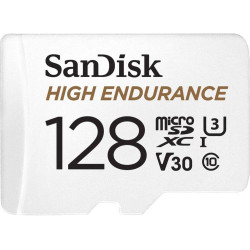 SanDisk 128 Go High Endurance carte microSDXC pour les caméras IP et les caméras embarquées + adaptateur SD jusqu'à 10 000 heure
