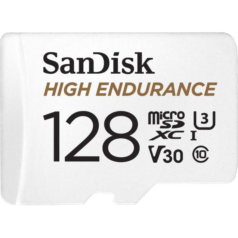 SanDisk 128 Go High Endurance carte microSDXC pour les caméras IP et les caméras embarquées + adaptateur SD jusqu'à 10 000 heure