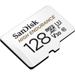 SanDisk 128 Go High Endurance carte microSDXC pour les caméras IP et les caméras embarquées + adaptateur SD jusqu'à 10 000 heure