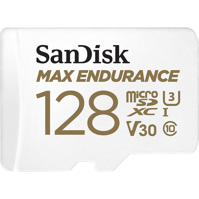 SanDisk MAX ENDURANCE Video Monitoring for Dashcams & Home Monitoring 128 GB microSDXC Memory Card + SD Adaptor 60,000 Hours End