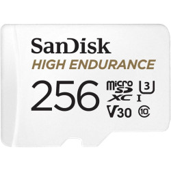 SanDisk 256 Go High Endurance carte microSDXC pour les caméras IP et les caméras embarquées + adaptateur SD jusqu'à 20 000 heure