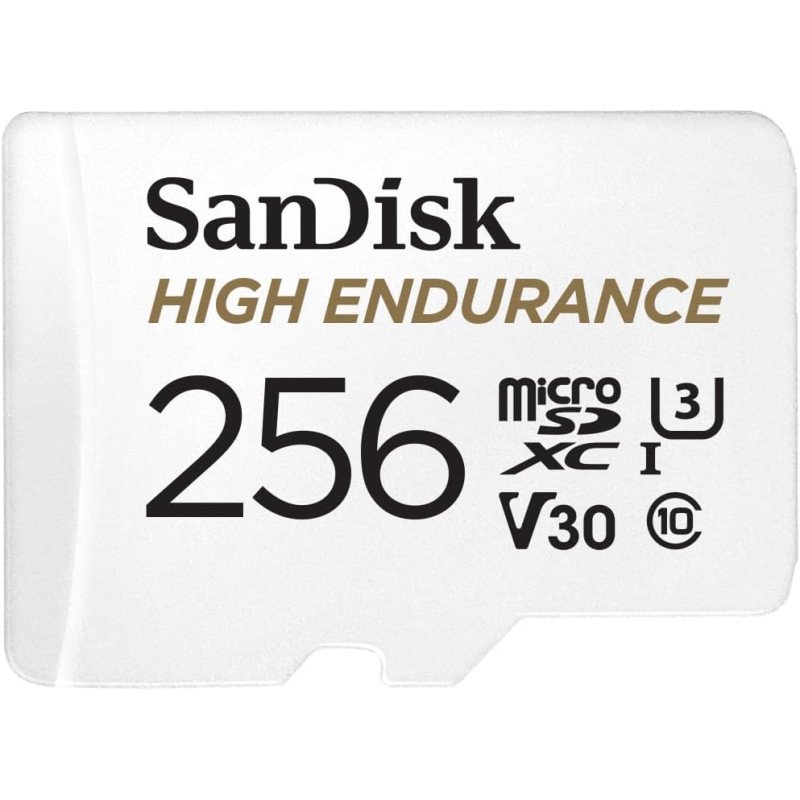 SanDisk 256 Go High Endurance carte microSDXC pour les caméras IP et les caméras embarquées + adaptateur SD jusqu'à 20 000 heure