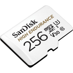 SanDisk 256 Go High Endurance carte microSDXC pour les caméras IP et les caméras embarquées + adaptateur SD jusqu'à 20 000 heure