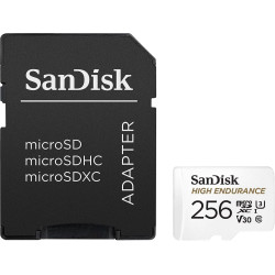 SanDisk 256 Go High Endurance carte microSDXC pour les caméras IP et les caméras embarquées + adaptateur SD jusqu'à 20 000 heure