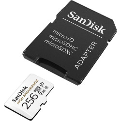 SanDisk 256 Go High Endurance carte microSDXC pour les caméras IP et les caméras embarquées + adaptateur SD jusqu'à 20 000 heure
