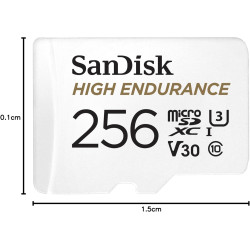 SanDisk 256 Go High Endurance carte microSDXC pour les caméras IP et les caméras embarquées + adaptateur SD jusqu'à 20 000 heure