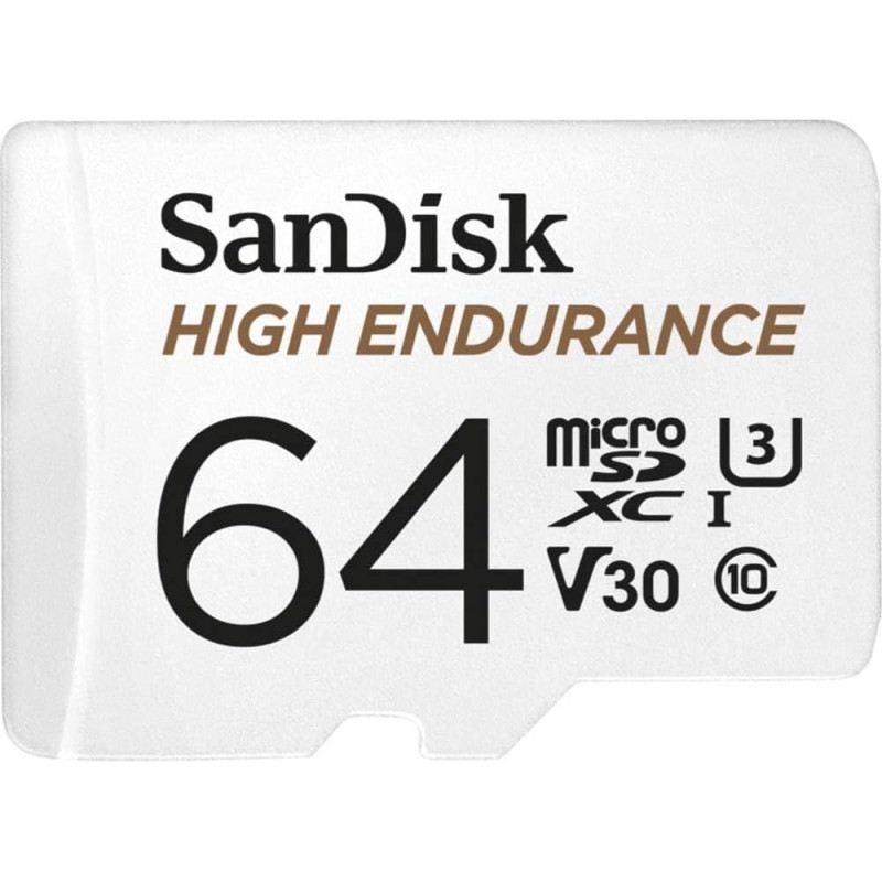 Sandisk high endurance video monitoring for dashcams & home monitoring 64 gb microsdxc memory card + sd adaptor, up to 100 mb/s 