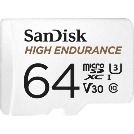 Sandisk high endurance video monitoring for dashcams & home monitoring 64 gb microsdxc memory card + sd adaptor, up to 100 mb/s 