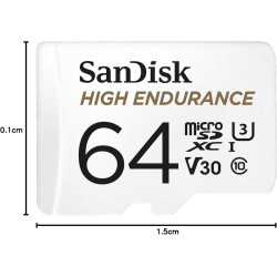 Sandisk high endurance video monitoring for dashcams & home monitoring 64 gb microsdxc memory card + sd adaptor, up to 100 mb/s 