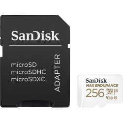 Sandisk max endurance video monitoring for dashcams & home monitoring 256 gb microsdxc memory card + sd adaptor 120,000 hours en