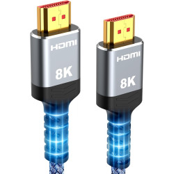Snowkids 10K 8K Câble HDMI 48Gbps 2M 2PACK, Câble 2.1 HDMI 8K@60Hz 4K120Hz Ultra Haut Débit Cable 0,01ms HDR10+ eARC ARC HDCP 2.