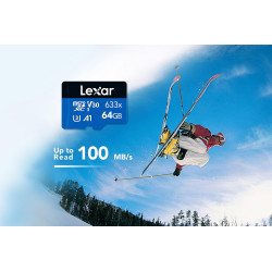 Lexar 633x Carte Micro SD 64 Go, Carte microSDXC UHS-I Sans Adaptateur SD, Jusqu'à 100 Mo/s en Lecture, A1, C10, U3, V30, Carte 