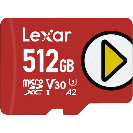 Lexar Play Carte Micro SD 512 Go, Carte microSDXC UHS-I, Jusqu'à 150 Mo/s en Lecture, Carte TF Compatible avec Nintendo Jeux Swi