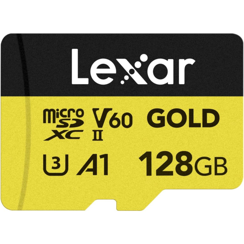 Lexar or carte micro sd 128go, carte mémoire flash microsdxc uhs-ii, carte microsd v60, u3, a1, c10, lecture jusqu'à 280mo/s, po