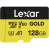 Lexar or carte micro sd 128go, carte mémoire flash microsdxc uhs-ii, carte microsd v60, u3, a1, c10, lecture jusqu'à 280mo/s, po