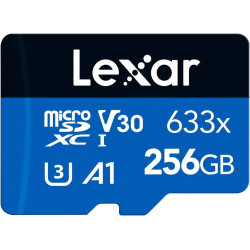 Lexar 633x Carte Micro SD 256 Go, Carte microSDXC UHS-I + Adaptateur SD, Jusqu'à 100 Mo/s en Lecture, A1, C10, U3, V30, Carte TF