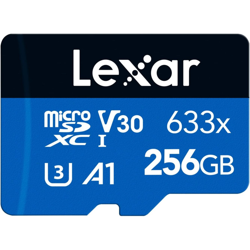 Lexar 633x Carte Micro SD 256 Go, Carte microSDXC UHS-I + Adaptateur SD, Jusqu'à 100 Mo/s en Lecture, A1, C10, U3, V30, Carte TF