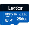Lexar 633x Carte Micro SD 256 Go, Carte microSDXC UHS-I + Adaptateur SD, Jusqu'à 100 Mo/s en Lecture, A1, C10, U3, V30, Carte TF