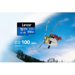 Lexar 633x Carte Micro SD 512 Go, Carte microSDXC UHS-I + Adaptateur SD, Jusqu'à 100 Mo/s en Lecture, A2, C10, U3, V30, Carte TF