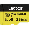 Lexar or carte micro sd 256go, carte mémoire flash microsdxc uhs-ii, carte microsd v60, u3, a1, c10, lecture jusqu'à 280mo/s, po